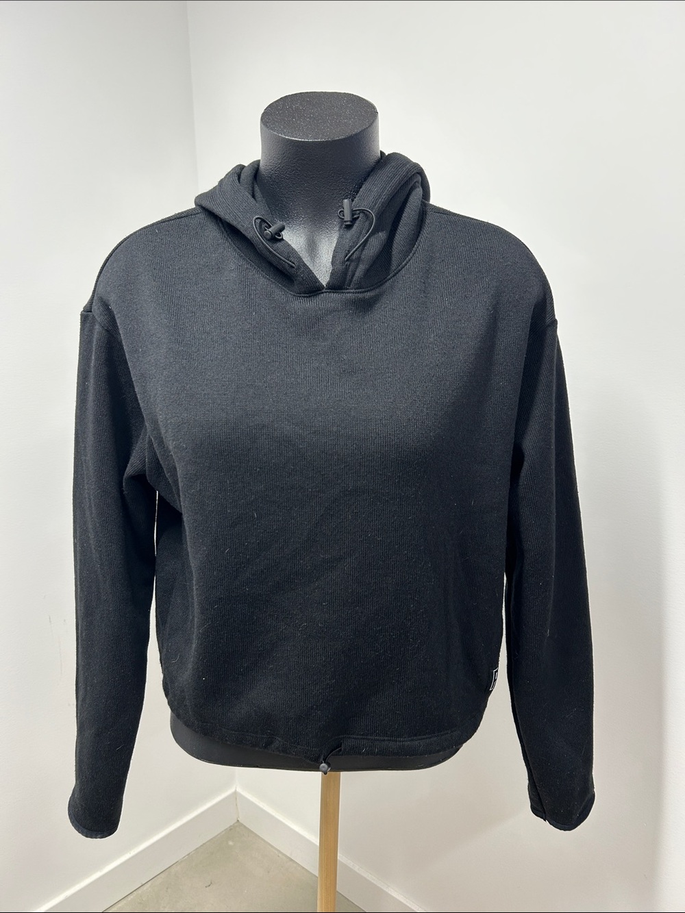 Pink Victoria's Secret Black Fleece Pullover Hoodie Drop Shoulder Boxy Medium